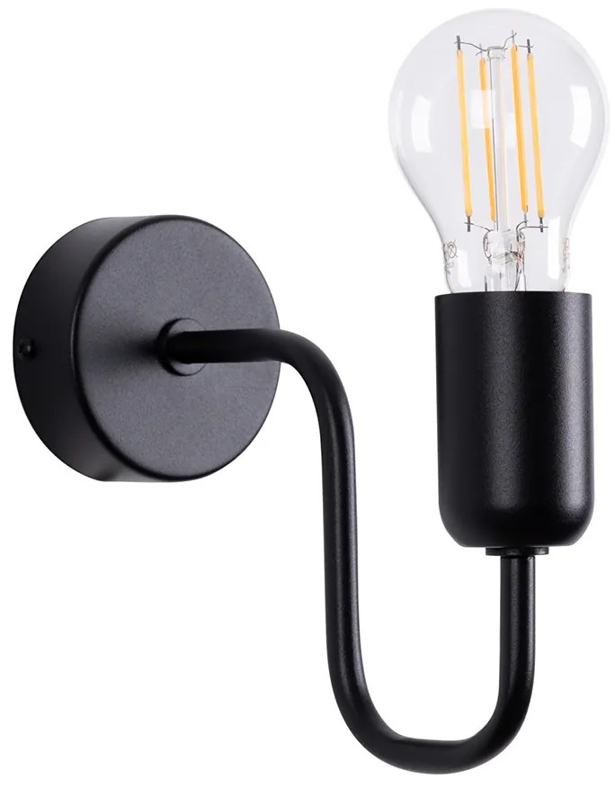 Nástenné svietidlo Vector 1, čierne telo svietidla