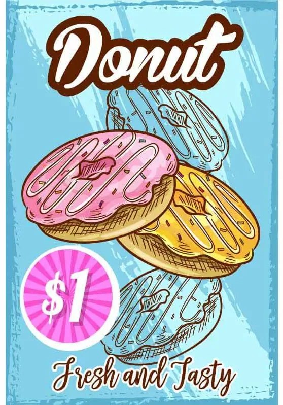 Ceduľa Restaurant Menu - Donut