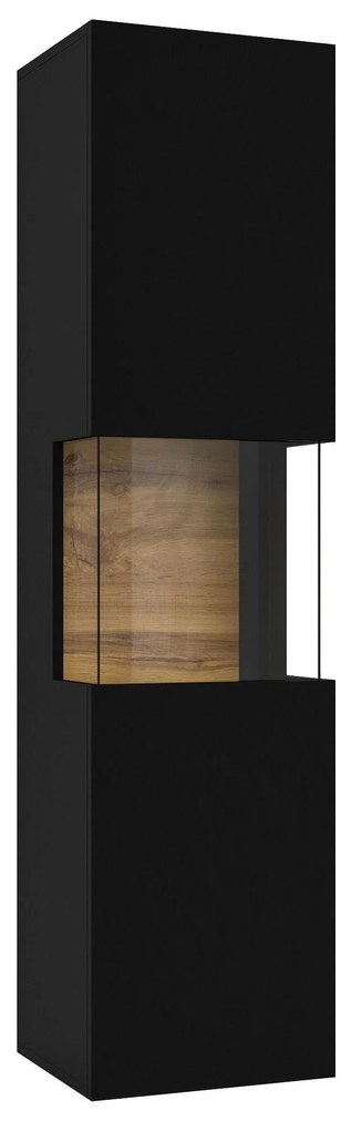 Vitrína Avernic Typ 05 (onyx čierna + dub wotan). Akcia -20%. Vlastná spoľahlivá doprava až k Vám domov. 1042061