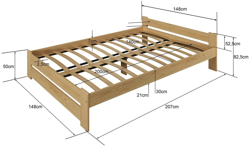 Posteľ dub Euro 140x200