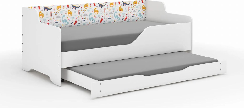Wooden Toys Detská posteľ LILU 160x80 DINOZAVRY s funkciou na spanie