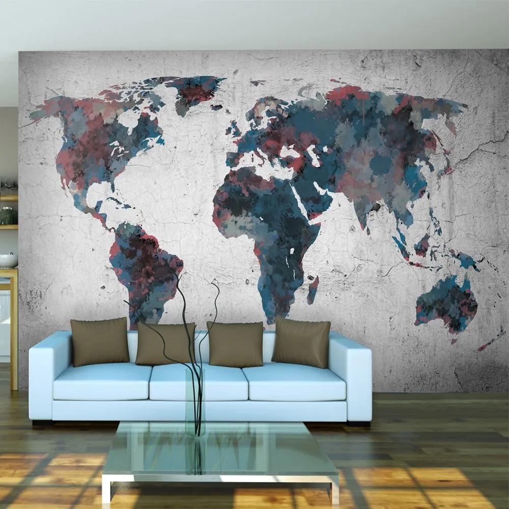 Fototapeta - World map on the wall 350x270