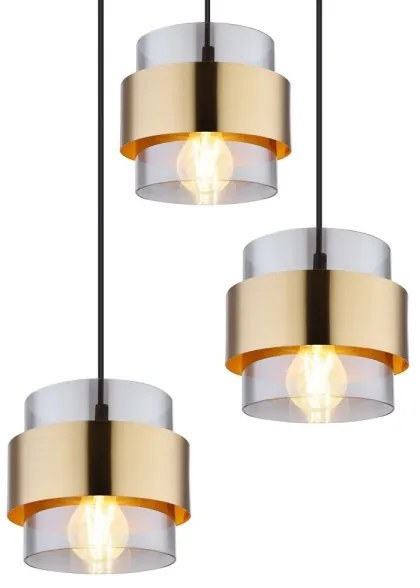 Globo 15560-3H - Luster na lanku MILEY 3xE27/60W/230V čierna/mosadz