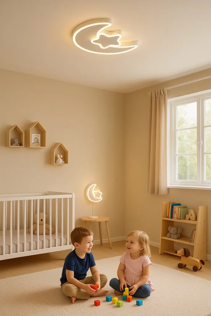 IKO LED stropná lampa s diaľkovým ovládačom – Mesiac s hviezdou