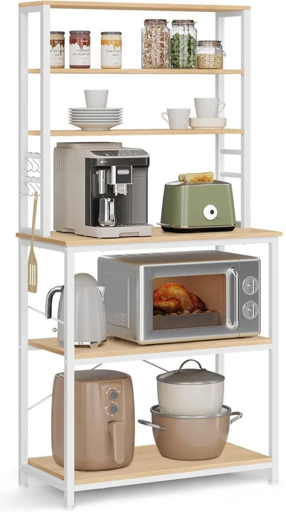 Kuchynský regál LORANO 167x80 cm, biely / dekor dub