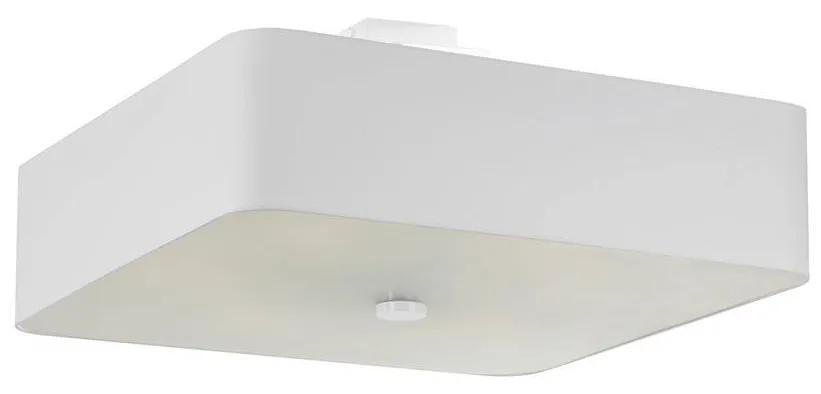 Stropné svietidlo Lokko, 1x biele textilné tienidlo, (biele sklo), (55 cm)