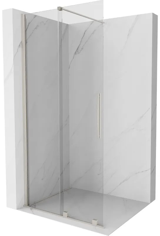 Mexen Velar, sprchová zástena s posuvnými dverami Walk-in 85 x 200 cm, 8mm číre sklo, brúsená oceľ, 871-085-000-03-97
