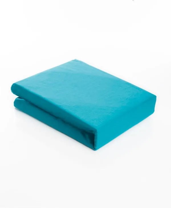 Svetlotyrkysová elastická bavlnená plachta Fitted Sheet Pareyo, 160 × 200 cm