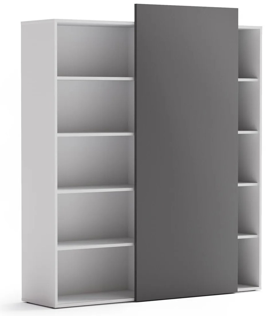 PLAN Skriňa vysoká otvorená BLOCK White, 1600 x 400 x 1748, grafitová