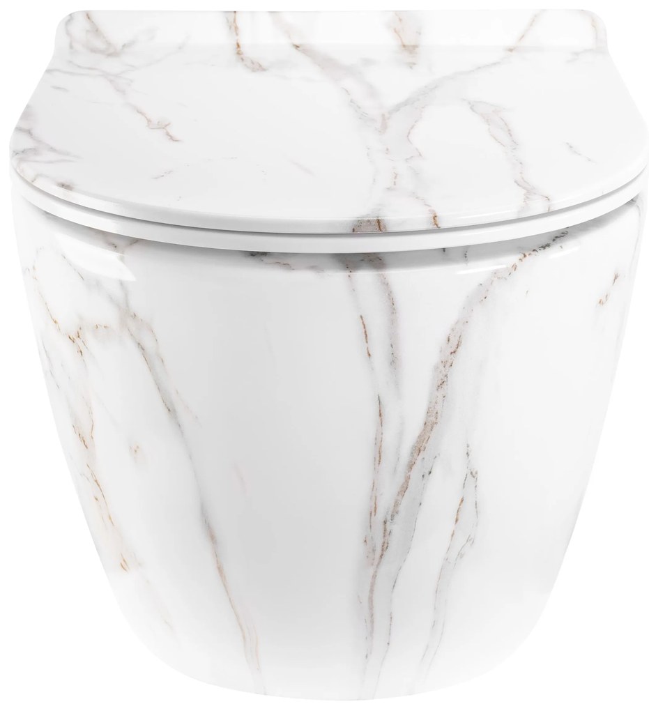 Rea Carter Tornado, závesná WC misa 49x37x35 cm + WC sedadlo, imitácia kameňa-Aiax Shiny, REA-C6390