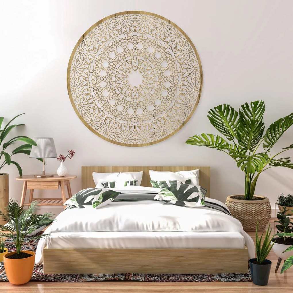 Luxusná drevená mandala na stenu 3D dekorácia do interiéru | HELA: HDF - Orech 30 cm 4341-79186 HDF0342