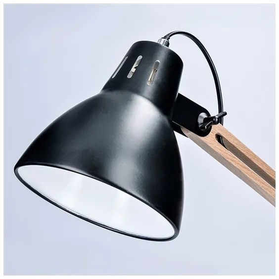 Solight WO57-B − Stolná lampička FALUN 1xE27/25W/230V čierna/dub