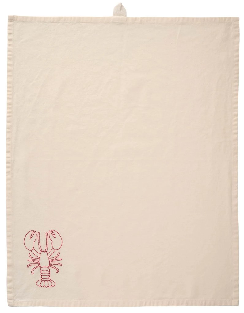 Ib Laursen Bavlnená utierka Crayfish Embroidered