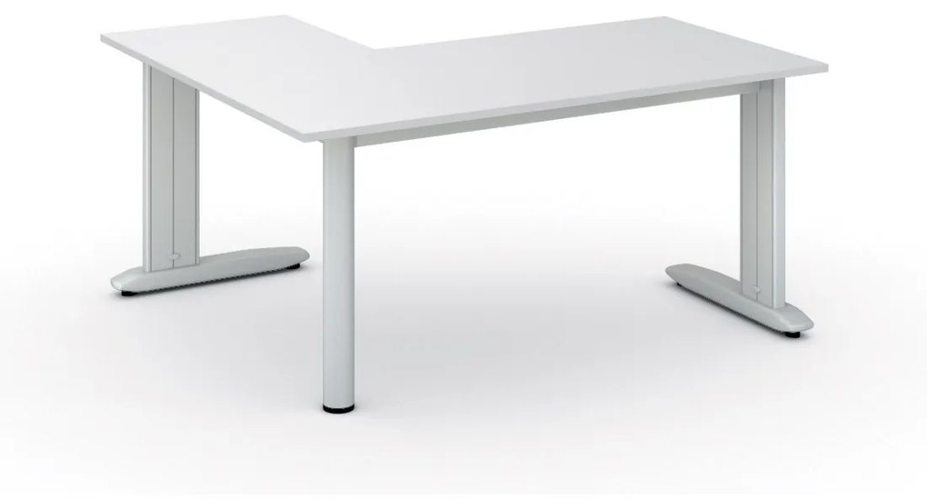 Rohový kancelársky písací stôl PRIMO FLEXIBLE, 1600 x 1400 mm, biela
