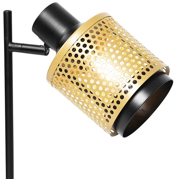 Priemyselná stolná lampa čierna so zlatom - Kayden