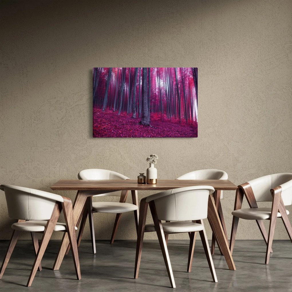 Obraz ružového lesa (90x60 cm)