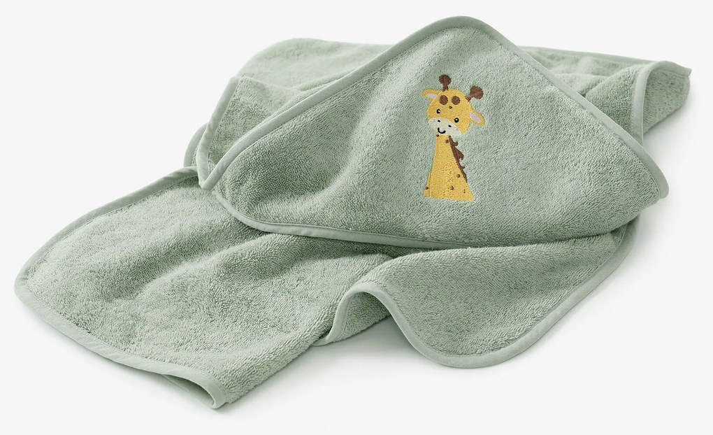 Goldea detská froté osuška s kapucňou - žirafa na šalvii 100 x 100 cm