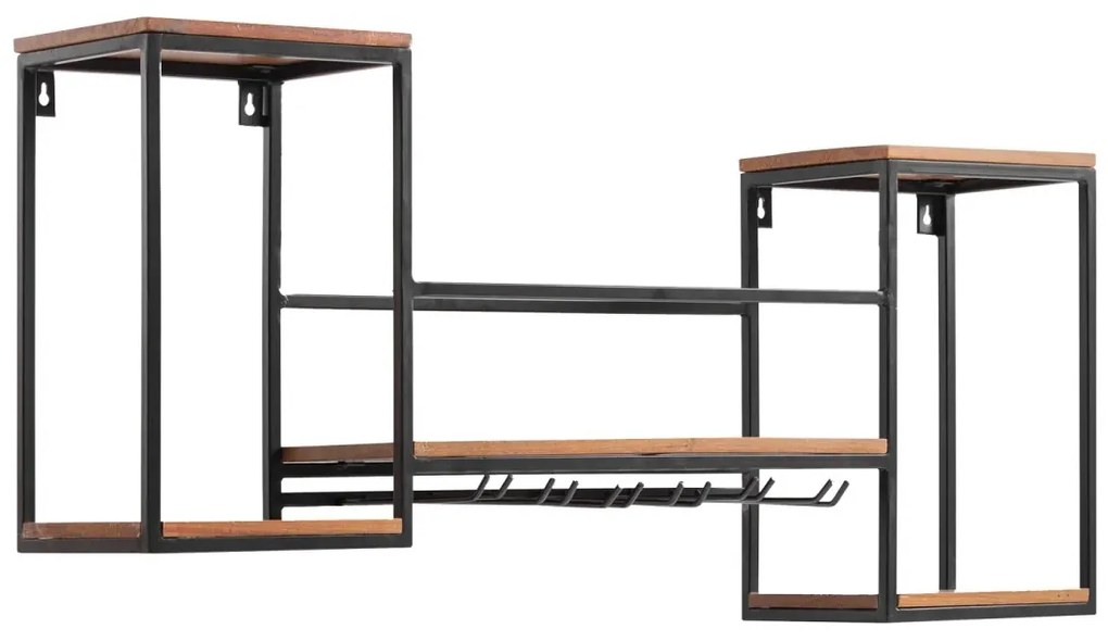 furniture-nabytek.cz - Masívna závesná polica Aro z kovu a dreva, lakovaná, hnedá – 100×20×41 cm