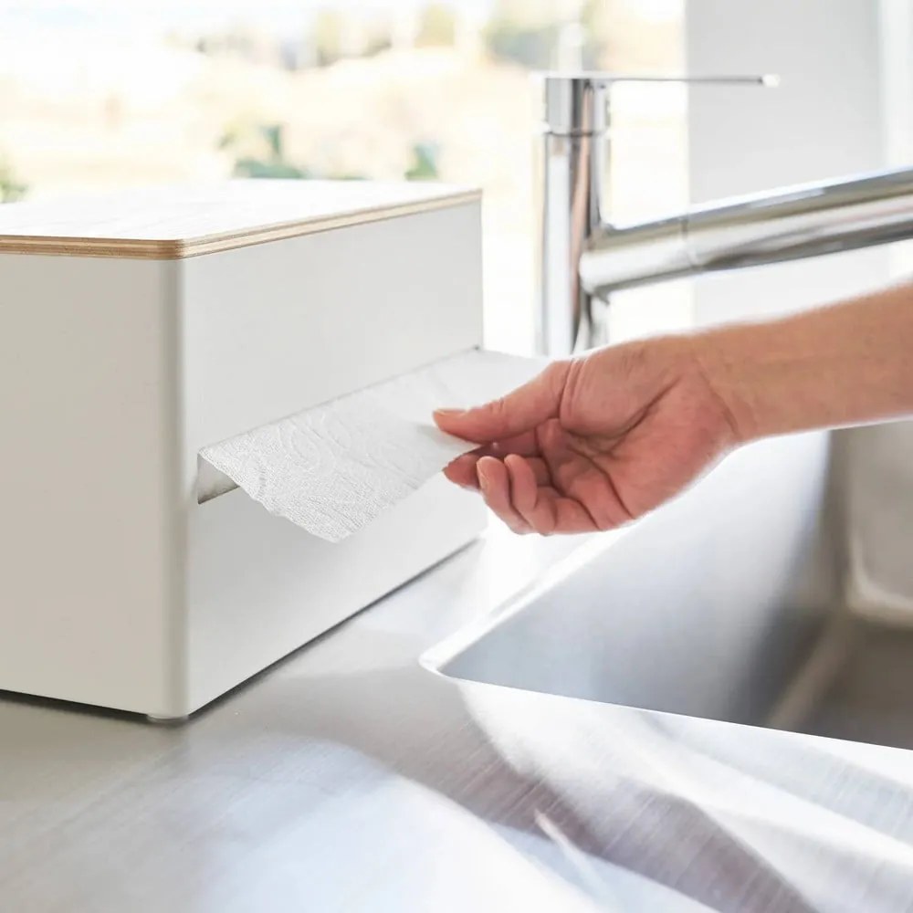 Biely kovový stojan na papierové utierky Rin – YAMAZAKI