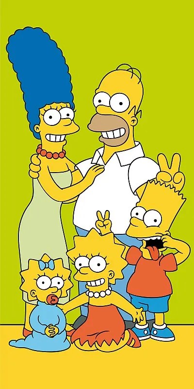 JERRY FABRICS Osuška Simpsons Family green Bavlna - Froté 70/140 cm