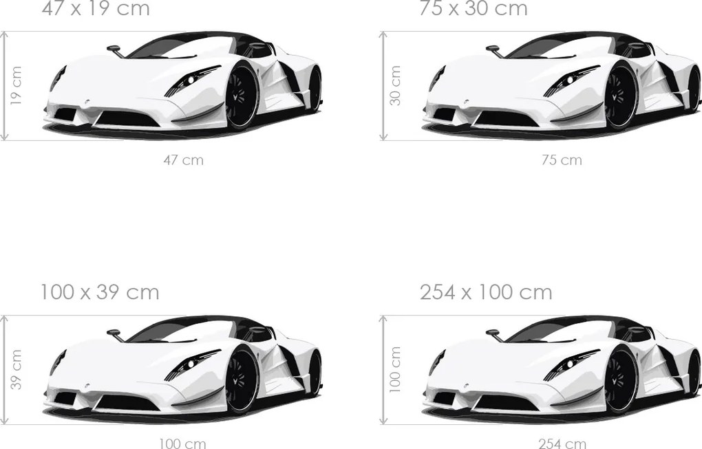 Športové auto textilná prelepiteľná nálepka na stenu 47 x 19 cm