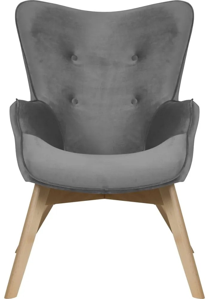 Sivé zamatové kreslo Niko – Ropez