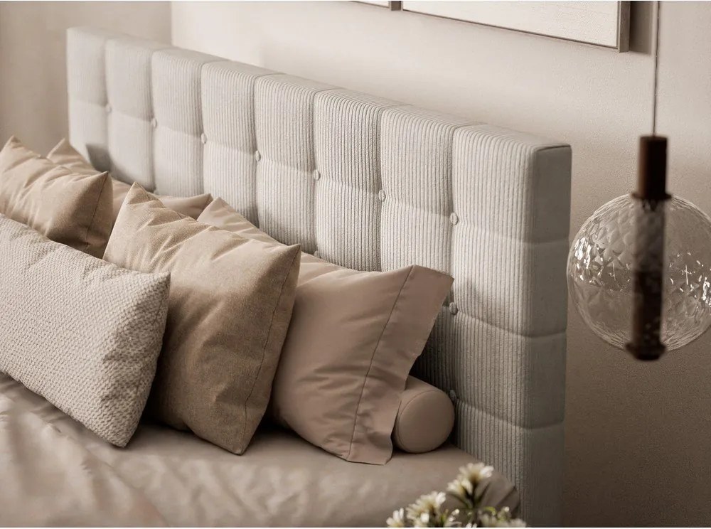 Krémovobiela boxspring posteľ s úložným priestorom 200x200 cm Tasca – Maison de Rêve