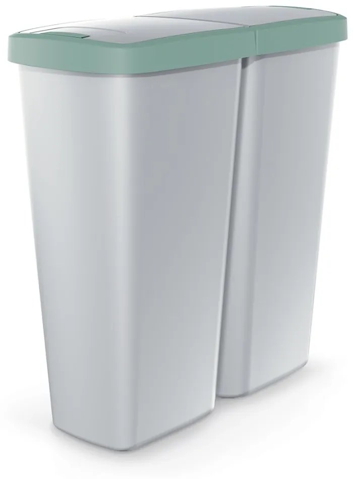 Odpadkový kôš DUO sivý, 50 l, zelená / sivá
