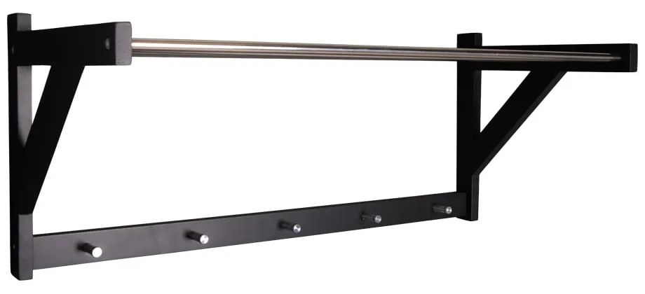 Čierny nástenný vešiak z topoľového dreva s poličkou Padova - House Nordic