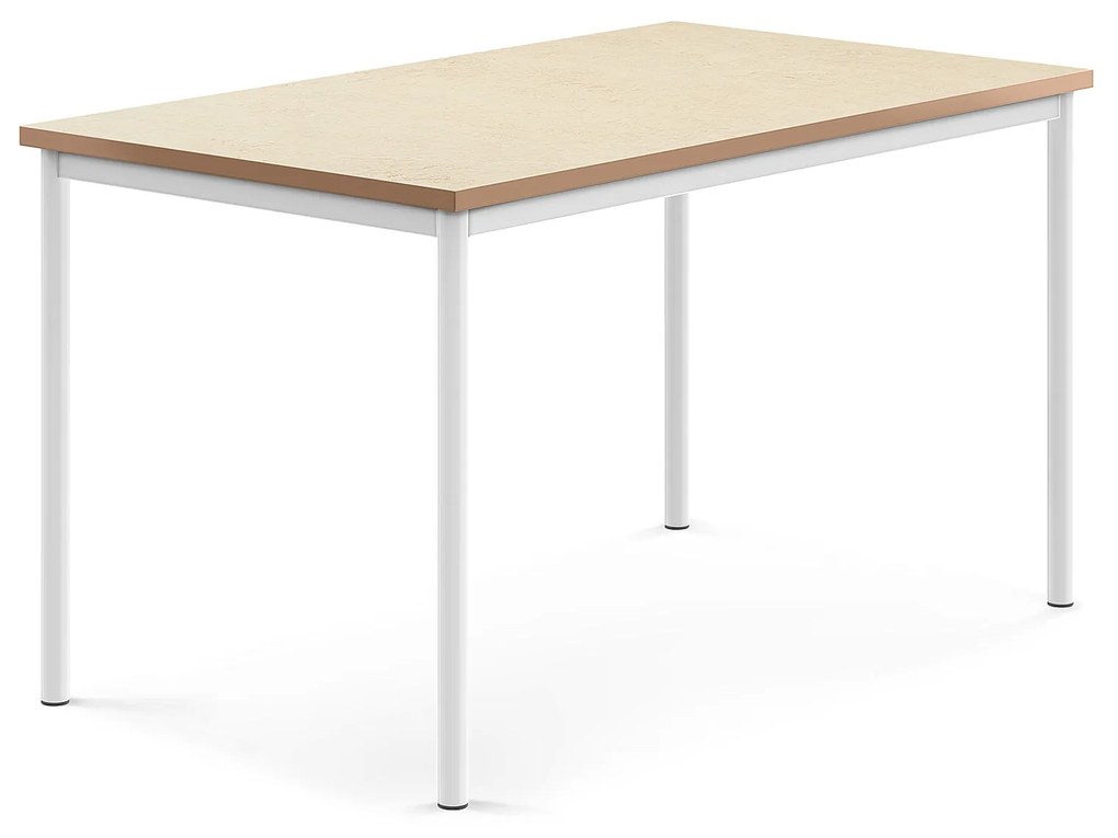 Stôl SONITUS, 1400x800x760 mm, linoleum - béžová, biela