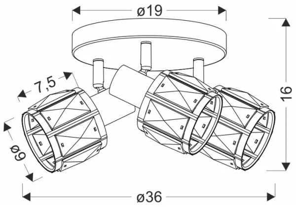 Bodové svietidlo DUBAI 3xE14/40W/230V pr. 36 cm čierna/zlatá