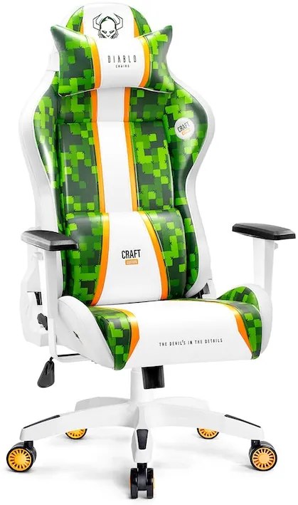 Herné kreslo Diablo X-One 2.0 Craft Normal Size: Bielo-zelené Diablochairs