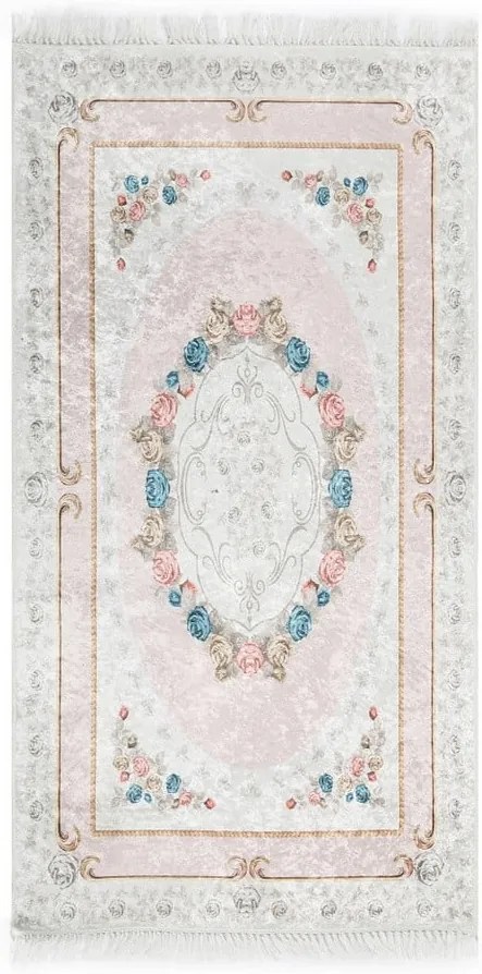 Zamatový koberec Deri Dijital Maluna Powder, 80 × 150 cm