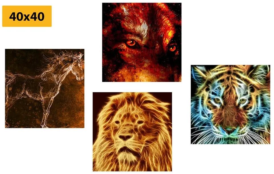 Set obrazov umelecké zobrazenie zvierat
