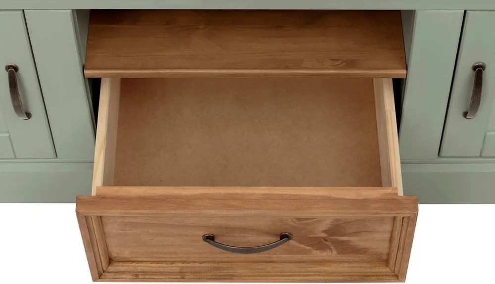 Svetlozelený TV stolík z borovicového dreva 160x50 cm Selma – Støraa