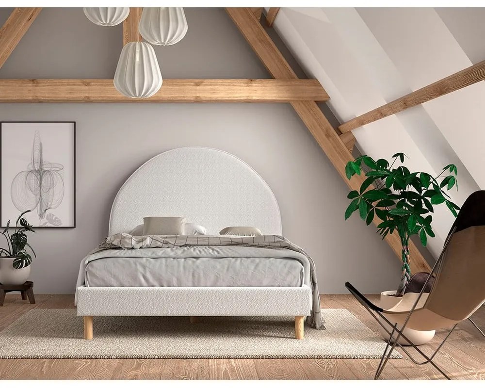 Biela čalúnená jednolôžková posteľ s roštom 140x200 cm MOON – Vipack