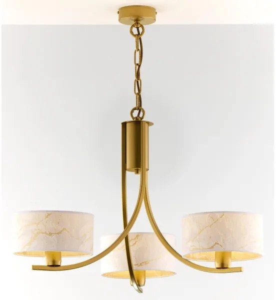 Jupiter 2096 - Luster na reťazi ARTHUR 3xE27/15W/230V biela/zlatá/mramorový dekor