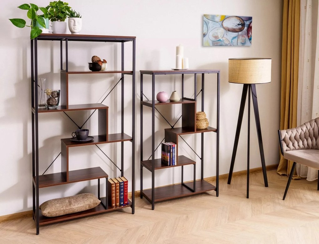 Regál Net B 75 cm ořech tmavý/černý