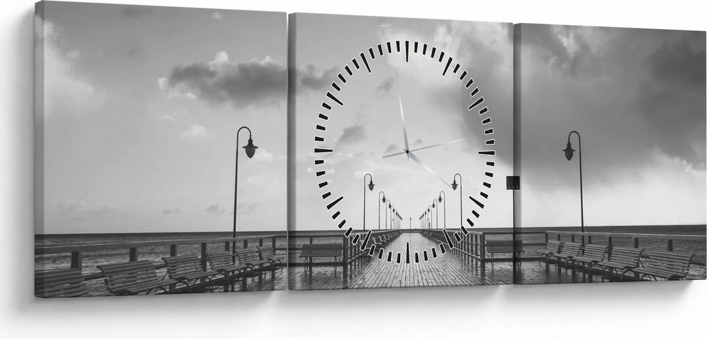 Obraz - Promenáda pri pobreží (s hodinami) (90x30 cm)