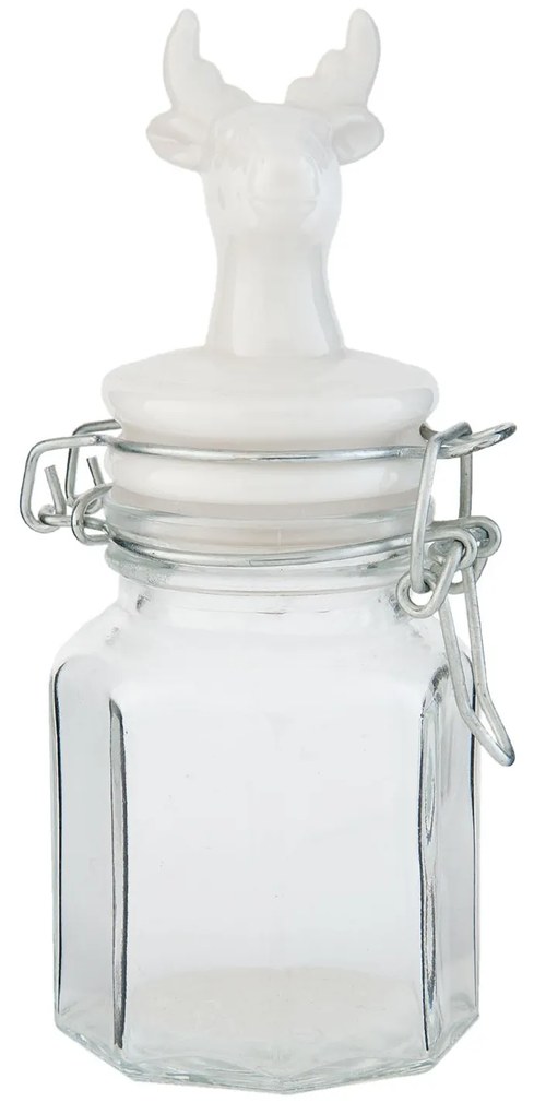 Sklenená dóza s jeleň na viečku - 6 * 5 * 13 cm / 0,09 L