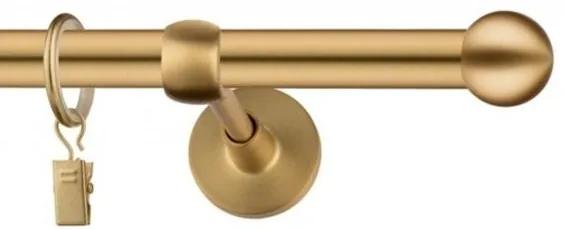 Dekorstudio Garniža jednoradová Guľa zlatá 19mm Dĺžka: 320cm, Typ uchytenia: Držiak otvorený, Typ príslušenstva: Krúžky tiché so štipcami