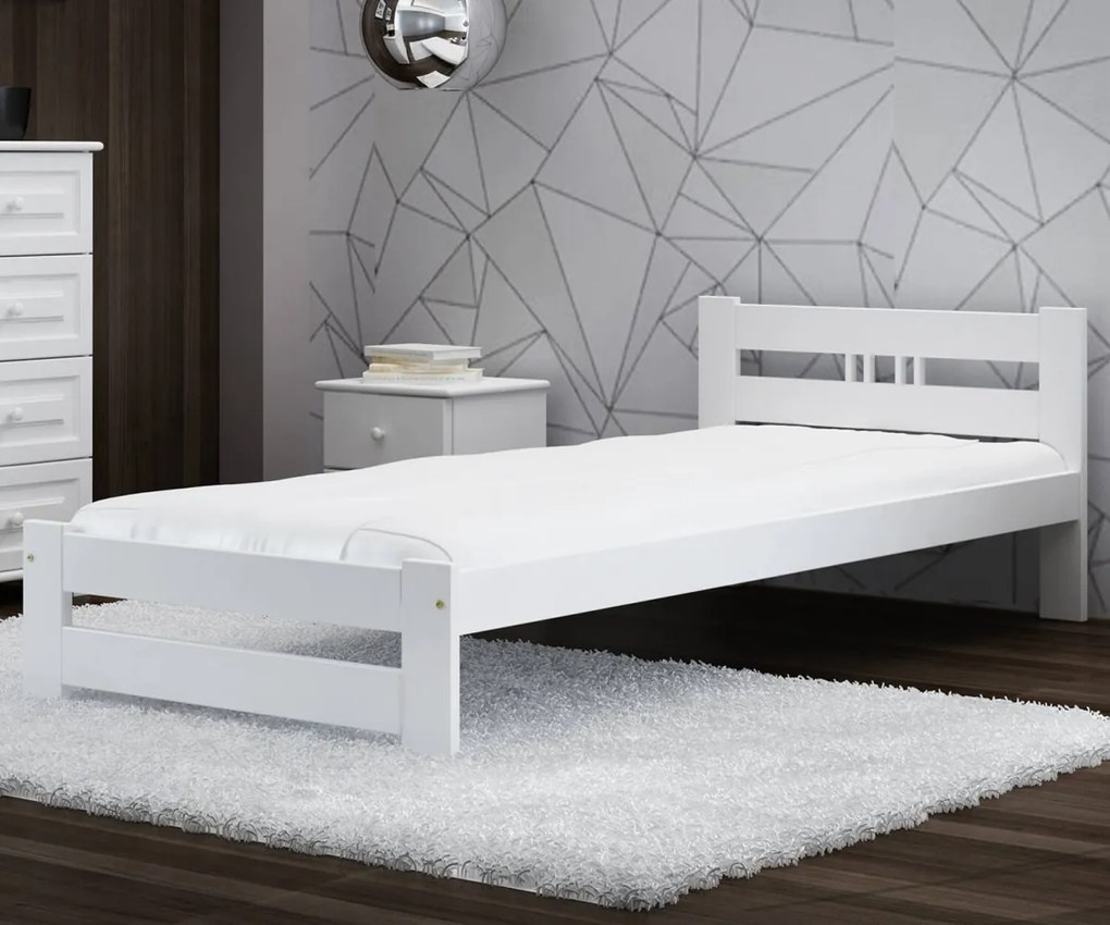 Postel borovice LUX VitBed 100x200cm masiv bílá | AMI Nábytok