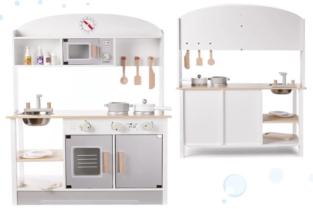 KIK Detská drevená kuchynka MODERN CLASSIC+ príslušenstvo