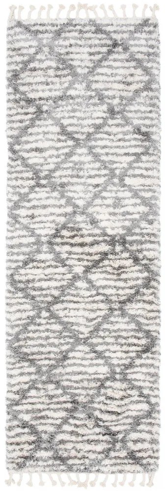 Kusový koberec shaggy Atika krémovo sivý atyp 60x200cm