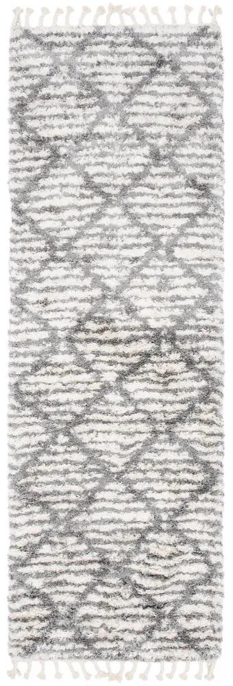 Kusový koberec shaggy Atika krémovo sivý atyp 70x200cm