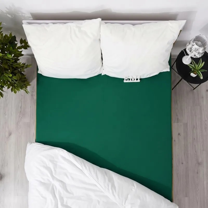 Plachta posteľná tmavozelená jersey EMI, Detská plachta 60x120