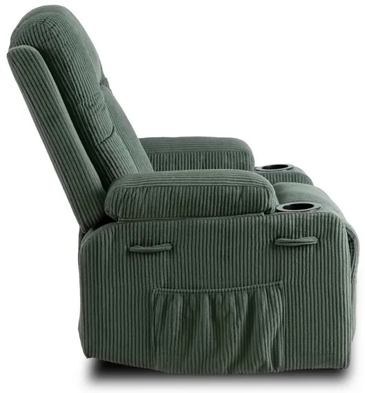 Masážne polohovateľné kreslo ARIEN zelený manšester - vintino.sk