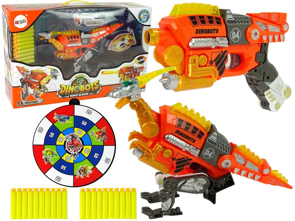 Lean Toys Oranžový dinosaurus a zbraň 2v1 - Príslušenstvo