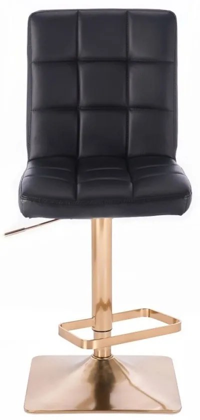 LuxuryForm Barová stolička TOLEDO na zlatej hranatej podstave - čierna