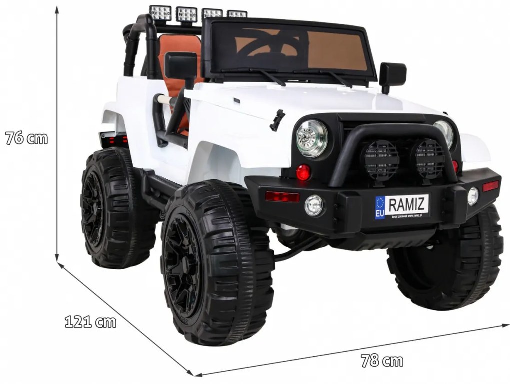 RAMIZ ELEKTRICKÉ AUTÍČKO JEEP ALL TERRAIN - NELAKOVANÉ - BIELE - 2 x 45W - 12V/7Ah - 2022